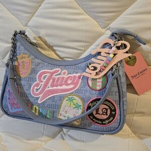 Juicy Couture Blue Patchwork Women's Shoulder Bag With Chains